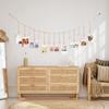 KLOGTSIND Hanging Photo Display with Clips, 9 Wood Clips, Boho Picture Frames Collage Wall Decor, Photo Hanger for Office Cubicle Decor, Kids Art