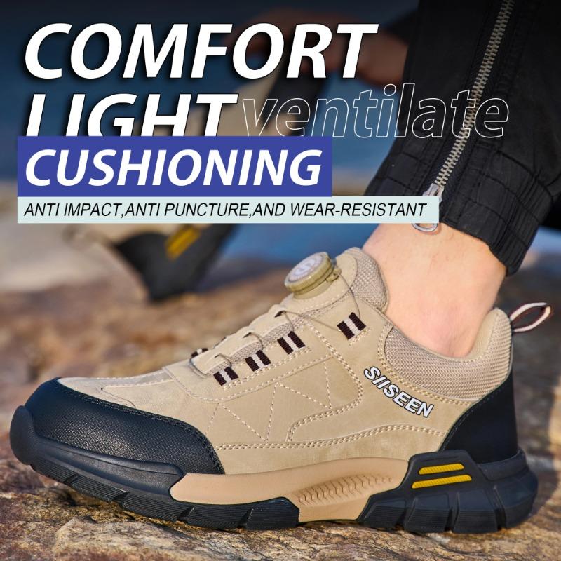 Новая защитная обувь с вращающейся кнопкой, мужская рабочая обувь с защитой от ударов и проколов, модная мужская спортивная обувь, защитные защитные ботинки для мужчин