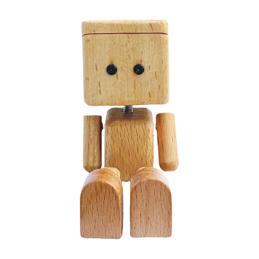 Cute Car Wood Man Shaking Wooden Man Figurine Car Decoration Small Ornaments Decor Creative Figurine Gifts for Home & Office