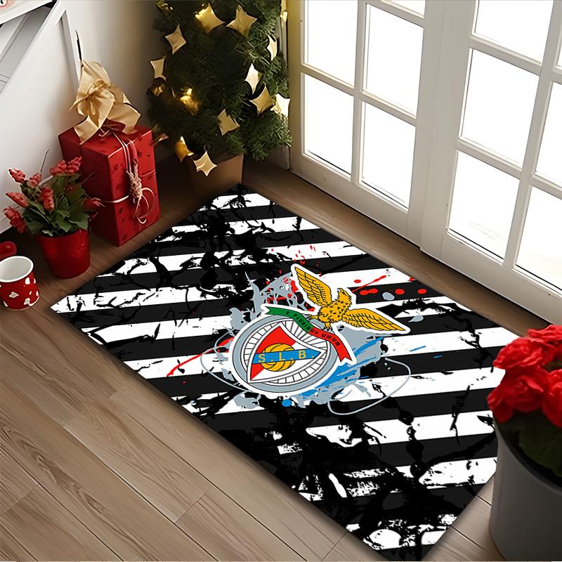 SL Benfica Print Area Rug, Multi-functional Office Chair Sofa Carpet, Easy Clean Carpet for Home and Living Spaces