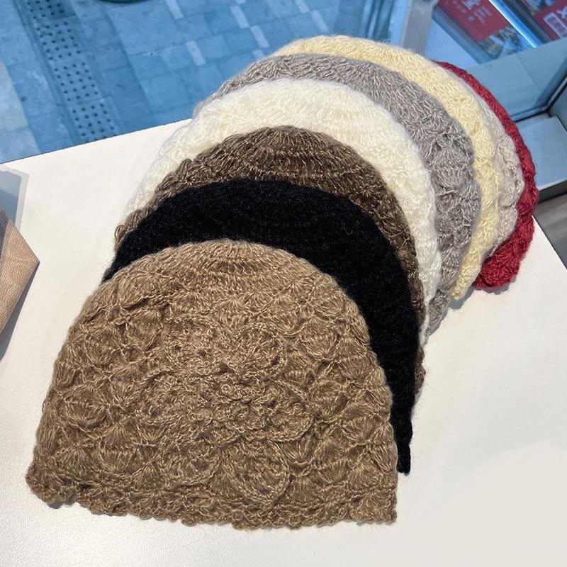 Korean Style Warm Knit Pullover Beanie Hat For Women Autumn Winter