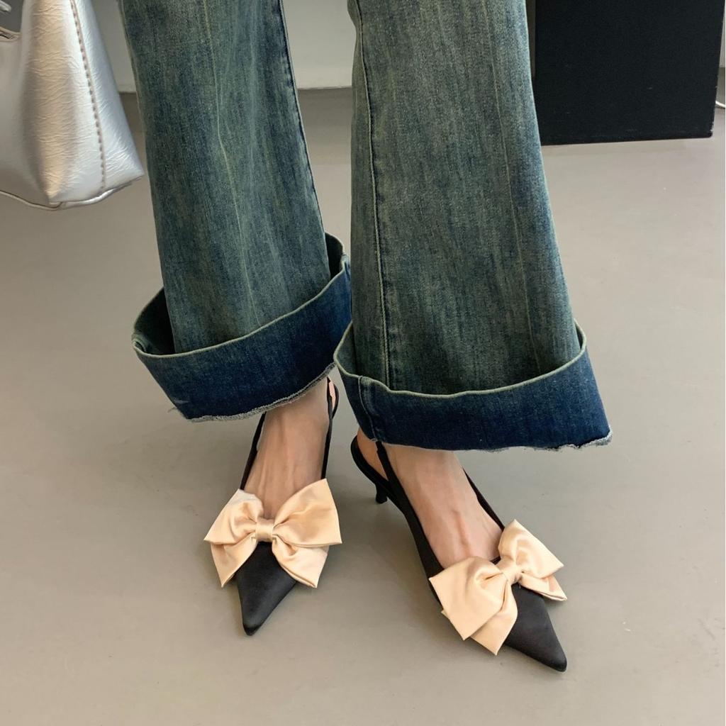 Летние французские задние пустые одинарные туфли женские туфли модные универсальные сандалии с сумкой