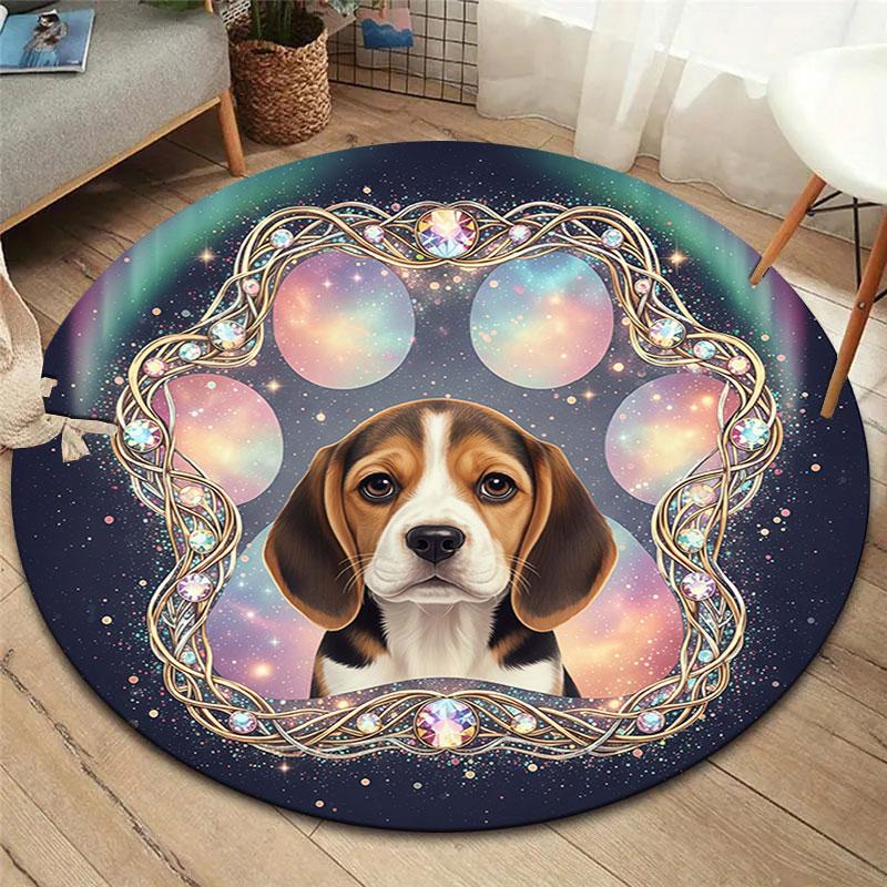 Dogpaws Round Area Rug,Carpet Rug for Living Room Bedroom Sofa Playroom Decor,Non slip Floor Mat