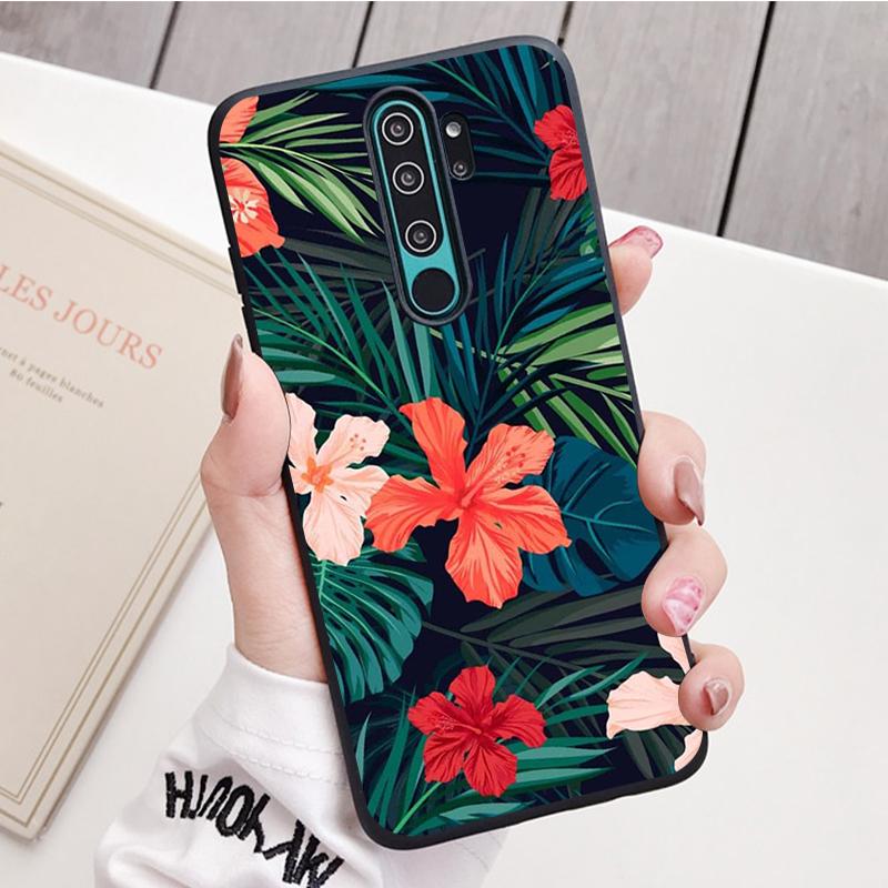 Retro Banana Leaf Flower Black Silicone Phone Case For Redmi Note 8 7 Pro S 8T for Redmi 9 7A Cover Shell