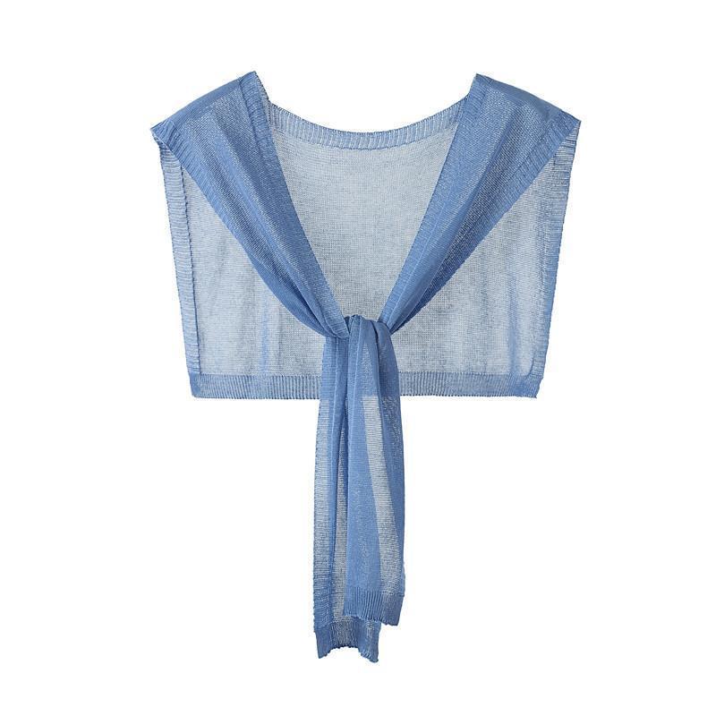 Summer Sun Protection Ice Silk Knitting Versatile Knotted Scarf Women's Short Style Neck Protection Thin Style