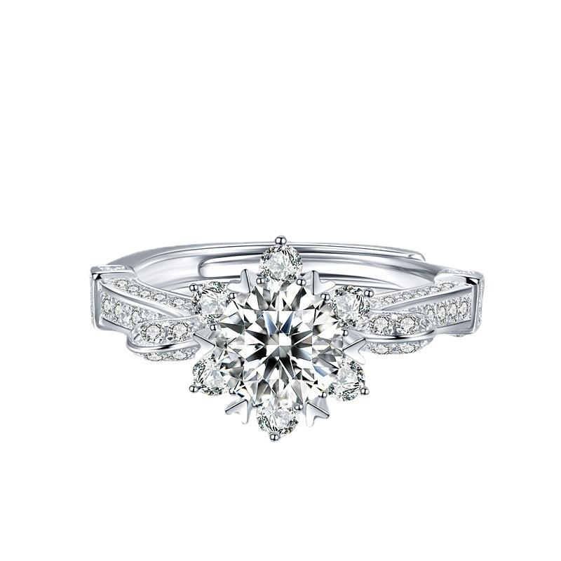 Mozambican diamond one gram s925 sterling silver ring women's wedding ring opening design sense niche lettering Valentine's Day gift
