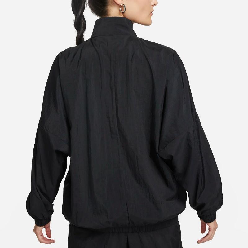Nike Logo Print Windbreaker Casual Loose Hooded Jacket Women Outerwear Black DX5865-010