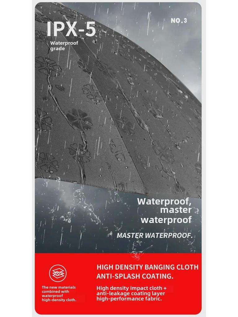 Водонепроницаемый автоматический зонт большого размера с 16 спицами и изогнутой ручкой для мужчин и женщин