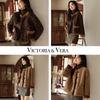 A Women's Winter Reversible Leopard Sherpa Short Jacket