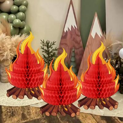 Декорация «Фальшивый костер» 3D бумажный сотовый centerpiece «Костер» Искусственное пламя Складной сотовый орнамент для походной девичьей вечеринки