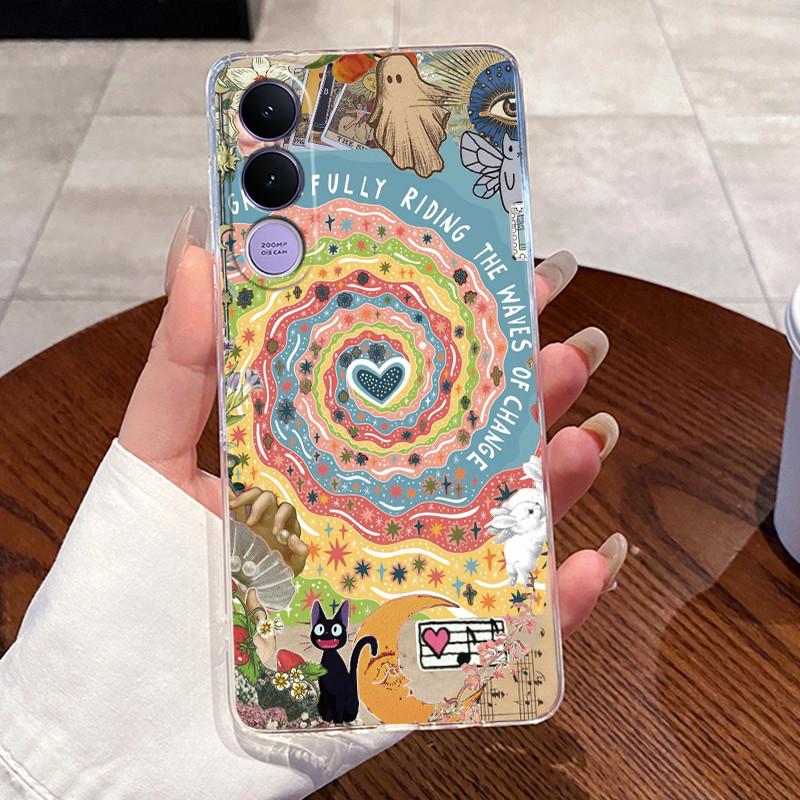 Casing For Vivo V70 FE Case V2550 Aesthetic Fashion Cute Cat Cartoon Soft Silicone Back Cover Transparent TPU Phone Case Bumper