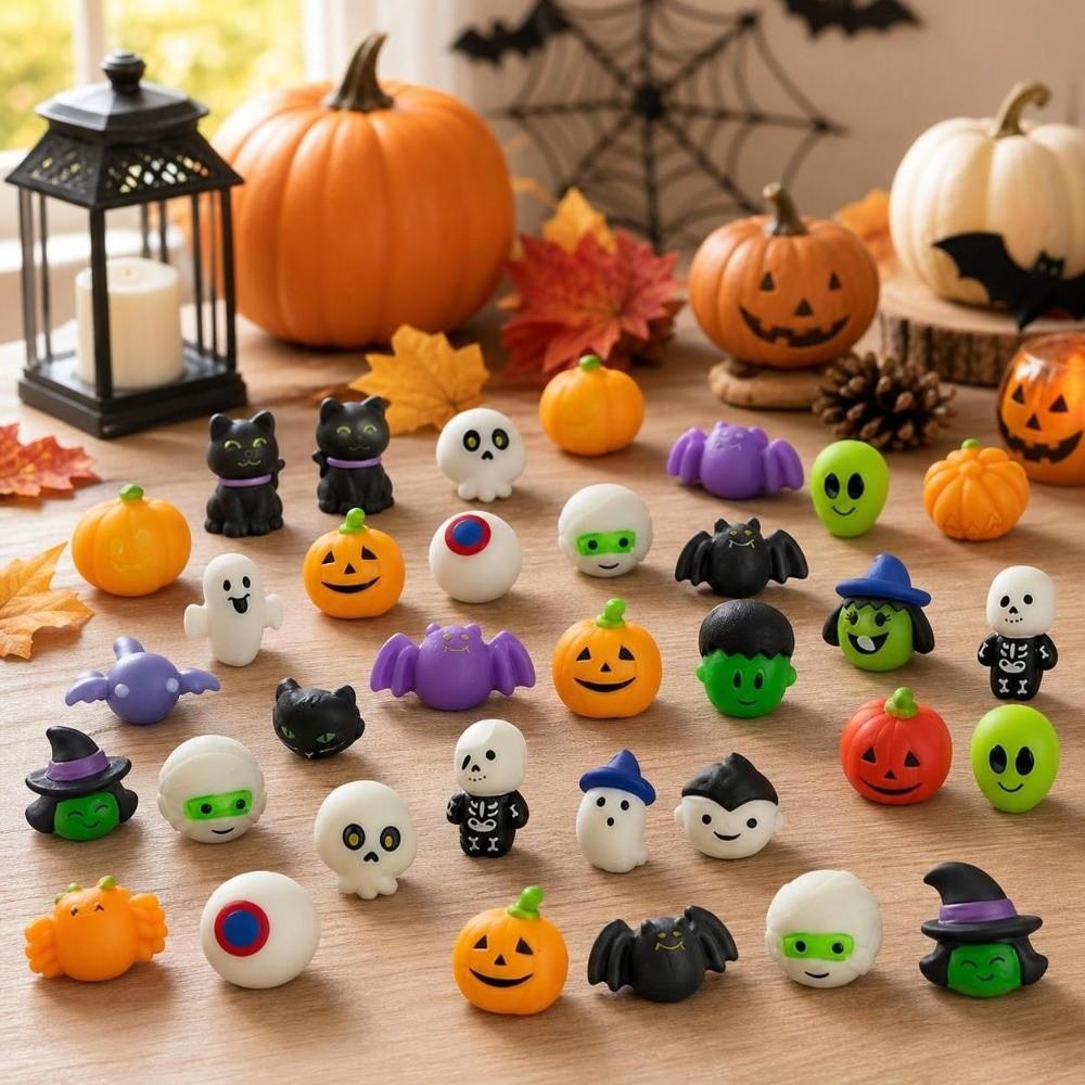 24/36Pcs/Set Mini Halloween Squeeze Toys Set Random TPR Fidget Toy Set Office Desk Toy