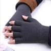 Unisex Knit Warm Solid Mitten Half Finger Finger Gloves