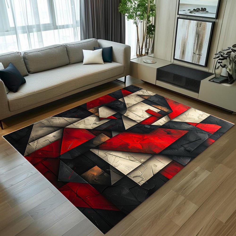 Abstract Geometric Art Area Rug Non-Slip Soft Durable Washable Floor Mat Decor Carpet for Living Room Bedroom Home Decor