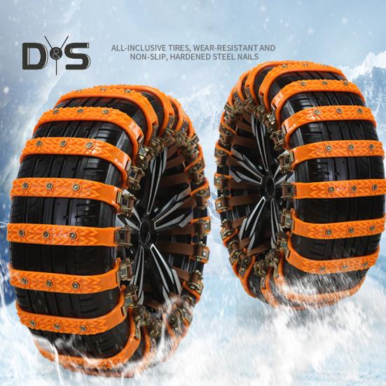 8Pcs Anti-Slip Tire Snow Chains Universal Car Snow Chains for SUVs Trucks Pickups Emergency Adjustable Tire Chain for Rain Snow Sand Mud