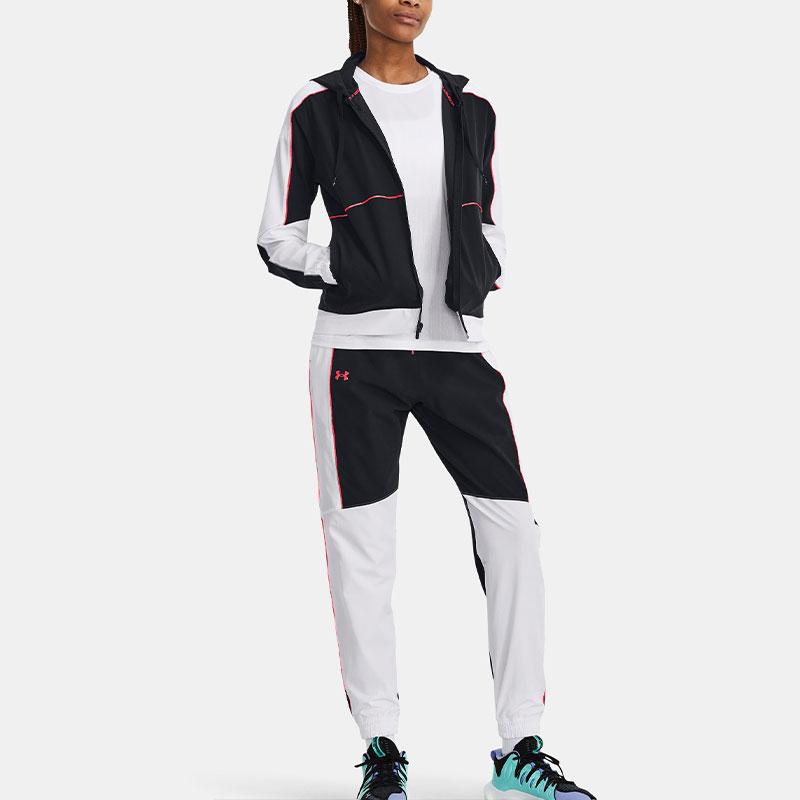 Under Armour Hoops Essential Jacket Color Block Waterproof Hooded Jacket Women Jacket Black 1380306-002