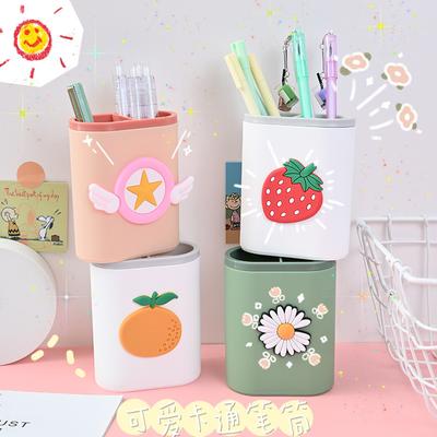 Многофункциональный милый мультяшный держатель для ручек Kawaii, коробка для хранения кистей для макияжа, студенческий органайзер для стола, милые студенческие аксессуары для стола