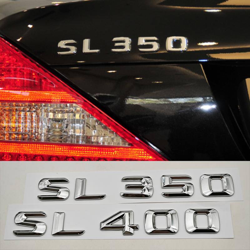 3D ABS Car Letters Badge Sticker Rear Trunk Logo SL350 SL400 SL500 Emblem For Mercedes Benz SL350 SL400 SL500 R230 R231 R129 ON4