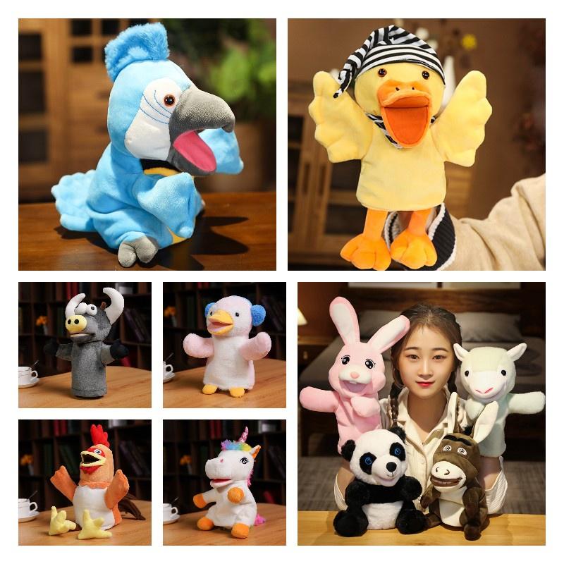 Большого размера кукла-марионетка фермерского животного Мягкая и пушистая Заяц Осел Панда Единорог Петух