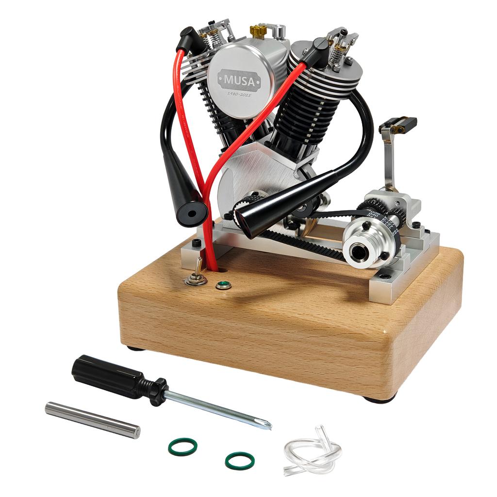 V2 Double Cylinder / V1 Single Cylinder Engine Model Metal Material Physical Mechanical Engine Engine Model Can Start Toy Gift