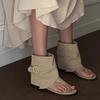 Version of Spring and Summer New Toe Buckle Loose Sleeve Short Trousers Cool Boots Women