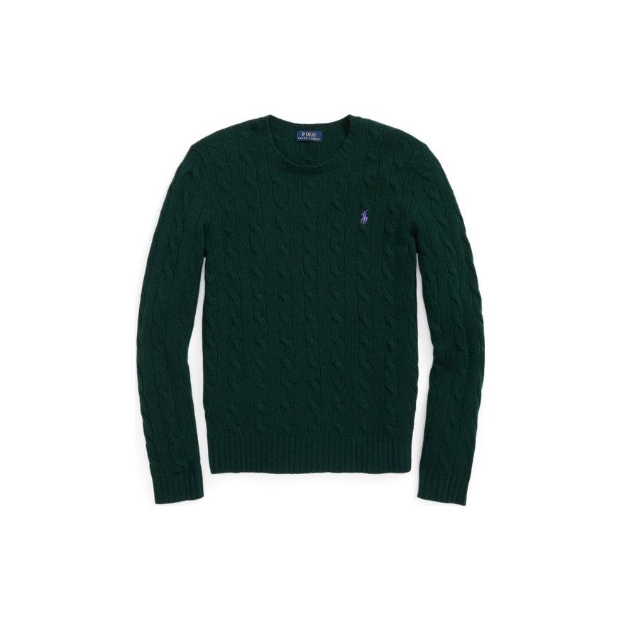 Polo Ralph Lauren Solid Logo Print Crew Neck Pullover Sweater Women Sweater Green WMPOSWENC020452