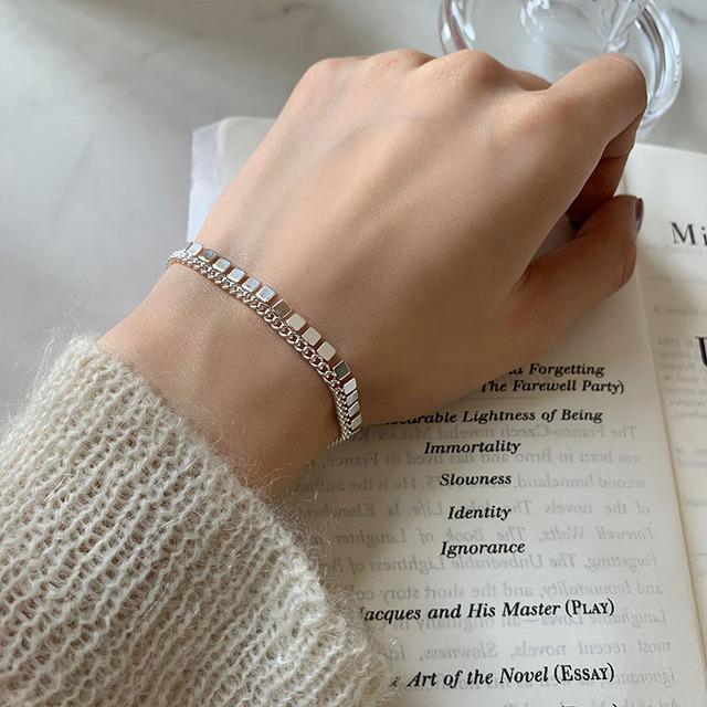 ANENJERY Женские модные ювелирные изделия, двухслойный квадратный диск с кисточками, браслет для женщин, милые темпераментные украшения ручной работы