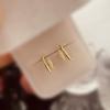 14K Gold-Plated Sterling Silver Double Layer Geometric Stud Earrings for Women - Unique Design, High-End Light Luxury Summer Style