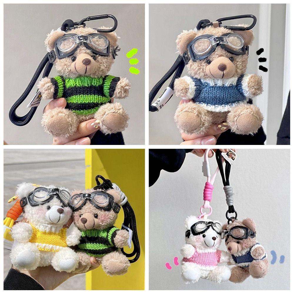 Bag Pendant Pilot Bear Keychain Stuffed Animal Plush Key Ring Car Key Chain   Gift Jewelry