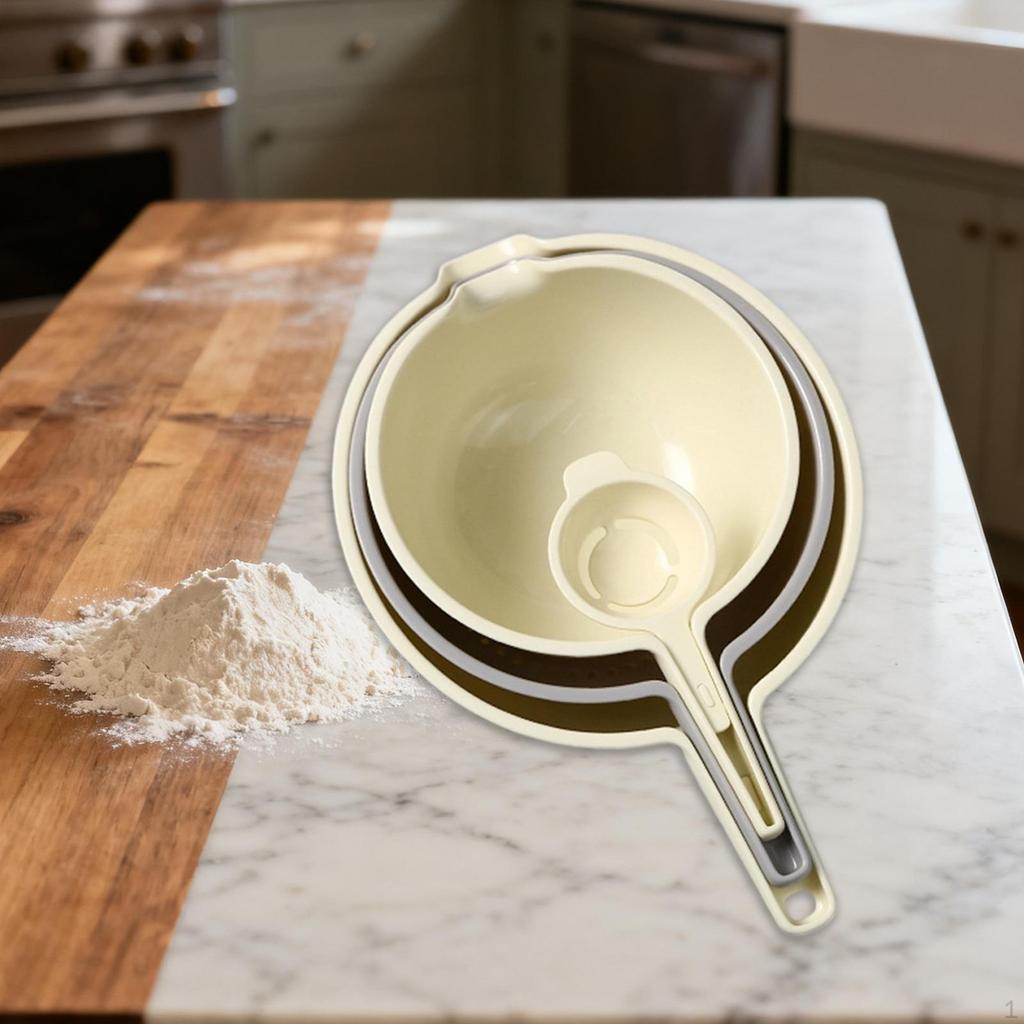 Набор мисок для смешивания Миска для гнездования с ручкой Носик для слива Дуршлаг Корзина для мытья овощей для