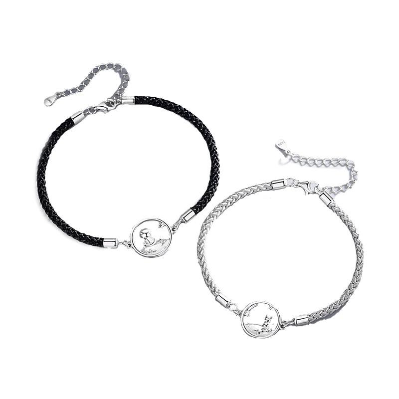 Sterling Silver Little Prince and Fox Couple Bracelet Braided Bracelet Simple Design Fashion Jewelry