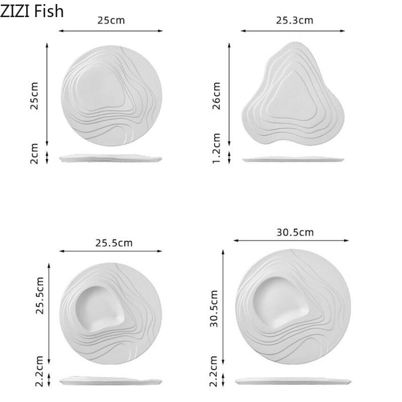 Ресторан отеля Изысканная кулинарная посуда Креативный ужин Керамическая тарелка для стейков Послеобеденный чай Дим-сам Десертная тарелка Кухонная утварь