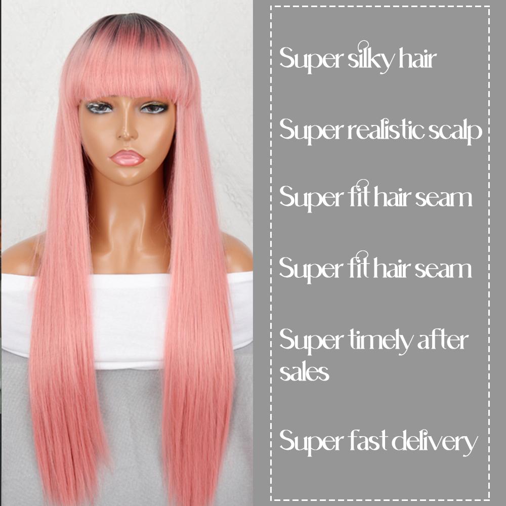 MISS WIG Ombre Розовый Длинный Прямой Парик Из Синтетического Волокна Коричневый Черный Красный Парик Для Косплея для Женщин Повседневная Одежда Натуральные Волосы