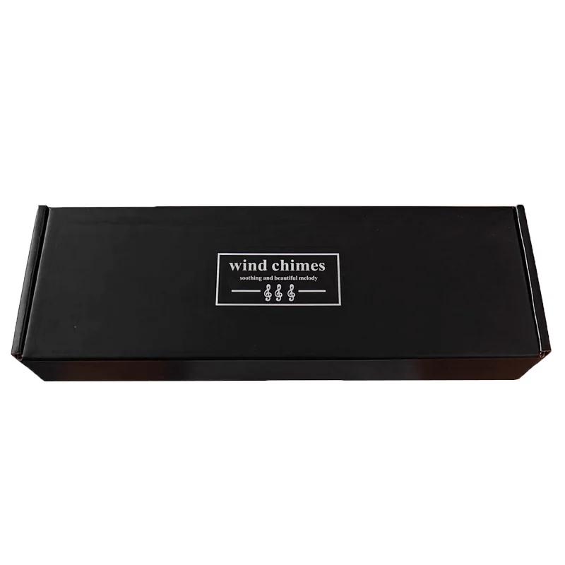 1pc 6 Tubes Aluminum Alloy Wind Chimes with Hook Black Bells for Outside Home Wedding Party Memorial Decoration Ornaments Gifts