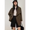 VICTORIA&VERA Women's Double-Faced Wool Blend Coat with Convertible Collar
