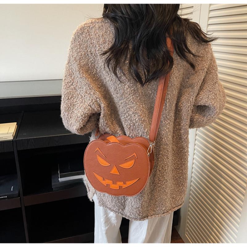 Pumpkin Crossbody Bag For Women Pumpkin Shoulder Bag Female Halloween Bag Pu Leather Demon Messenger Bag Halloween Shopper Bag