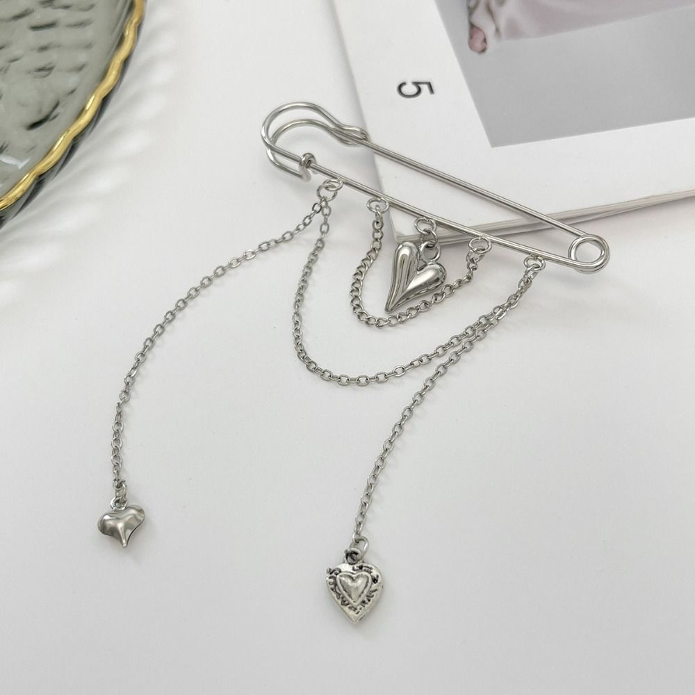 Tassel Pearl Bow Brooch Heart Fixed Clothes Pin Fashion Trouser Leg Decorative Brooch Loose Jeans