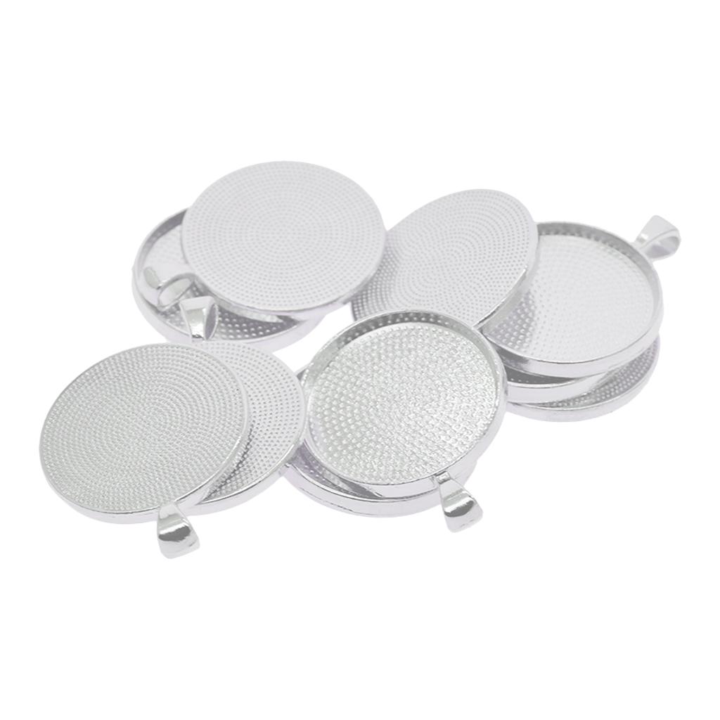 10Pcs Blank Round Bezel Tray Base for 42x33mm Cabochon Necklace Pendant 30mm