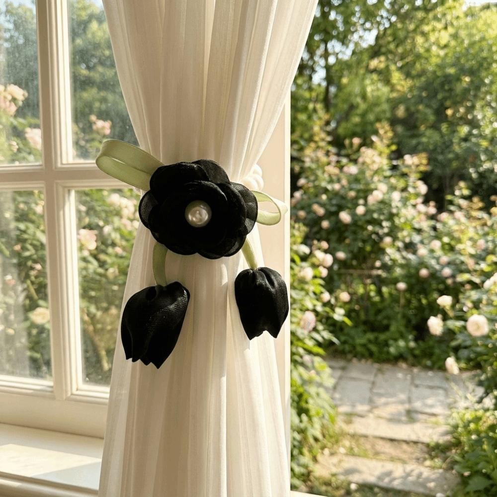 Beautifully Flowers Curtain Straps Magnetic Sheer Curtains Tiebacks Pearl Curtain Buckle Bedroom