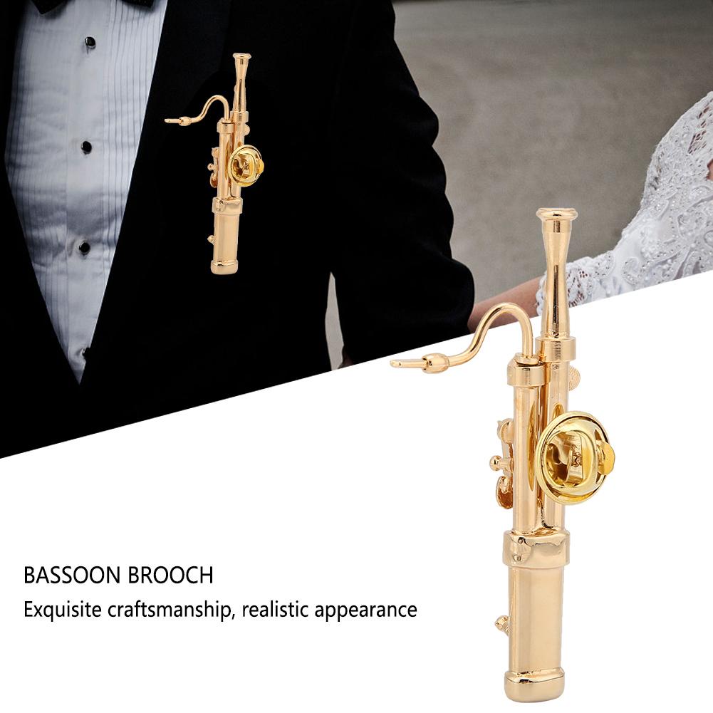 Gold Plating Copper Bassoon Musical Instrument Bassoon Brooch Pin with Gift Box