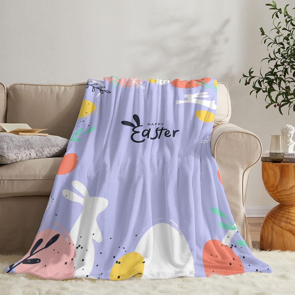 GUOYU Blanket Happy Easter Throw Soft Flannel Throw Summer Blanket Lightweight Cozy Nap Blanket for Sofa Bed Travel