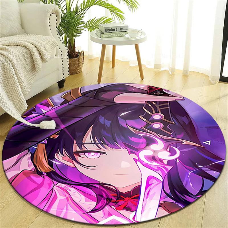 1pc Genshin Impact Beelzebul1 Design Printed Area Round Carpet for Bedroom Living Room Home Decor Rugs Mat Non Slip Mat Rug for Bedside