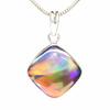 925 Sterling Silver 26ct Natural Ammolite Certifeid Square Pendant Gift for Her Gemstone Jewelry