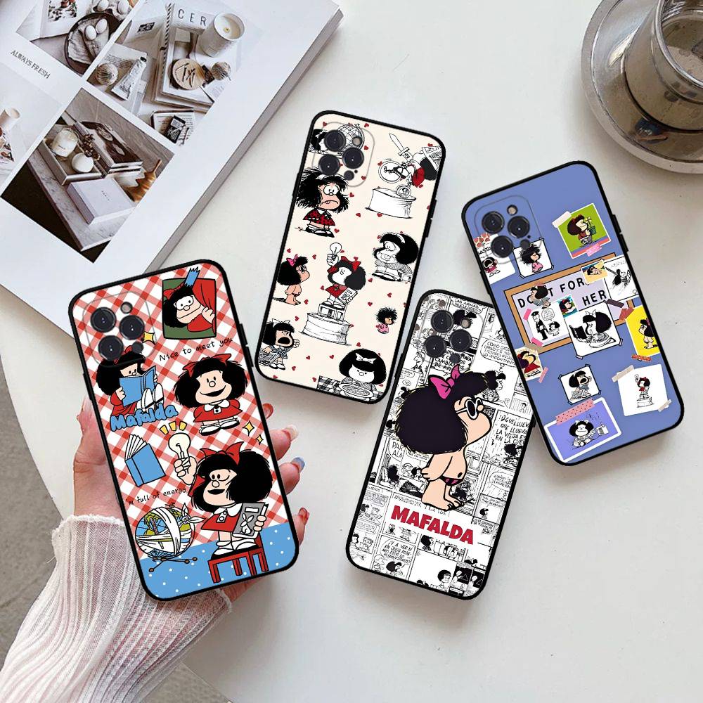 Горячий чехол для телефона Мафальда для iPhone 16 15 14 13 12 Mini 11 Pro XS Max X XR SE 6 7 8 Plus Мягкий силиконовый чехол