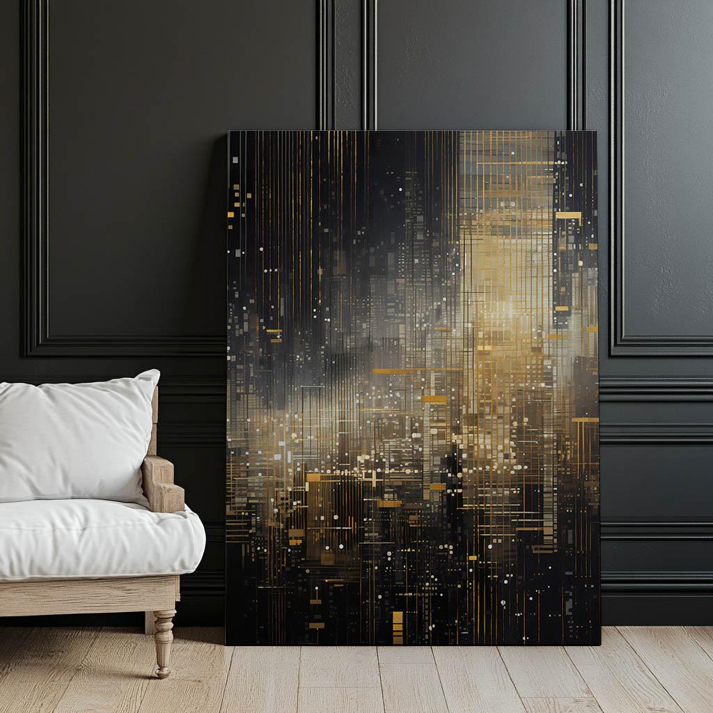 City Lights, Poster In Black And Gold City Lights, Poster In Black And Gold, 30X40 Cm, Unframed, Matte Paper 230 Gsm