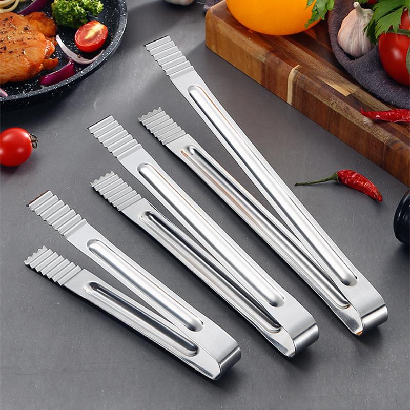Korean Stainless Steel Barbecue Tongs Thicken Food Serving Clip Ice-Cube Clamp Restaurant Buffet Bar Tools