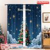 2pcs 2D Flat Printing Merry Christmas Popular Window Curtains Merry Christmas Tree Snow 100% Polyester Fabric Without