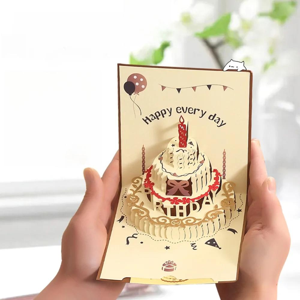 Объемная 3D открытка на день рождения для детей, уникальная миниатюрная открытка ручной работы, подарок на вечеринку для мальчика, бэби шауэр, первый день рождения