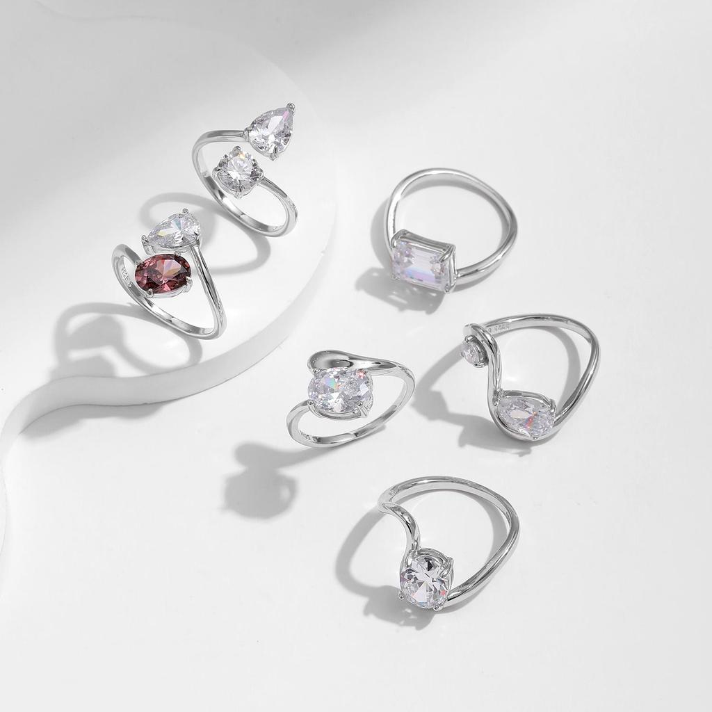 Irregular Line Rings 925 Sterling Silver Snake Metal Dazzling Geometric CZ Finger Rings For Women Fine Jewelry