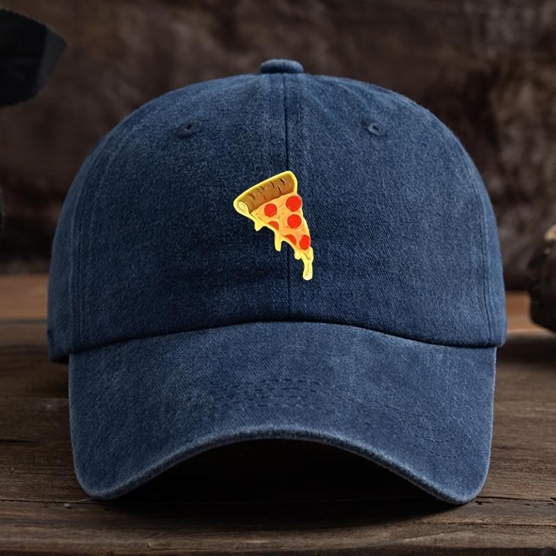 Fun golden pizza slice printed baseball cap for both men and women, adjustable casual outdoor party outfit